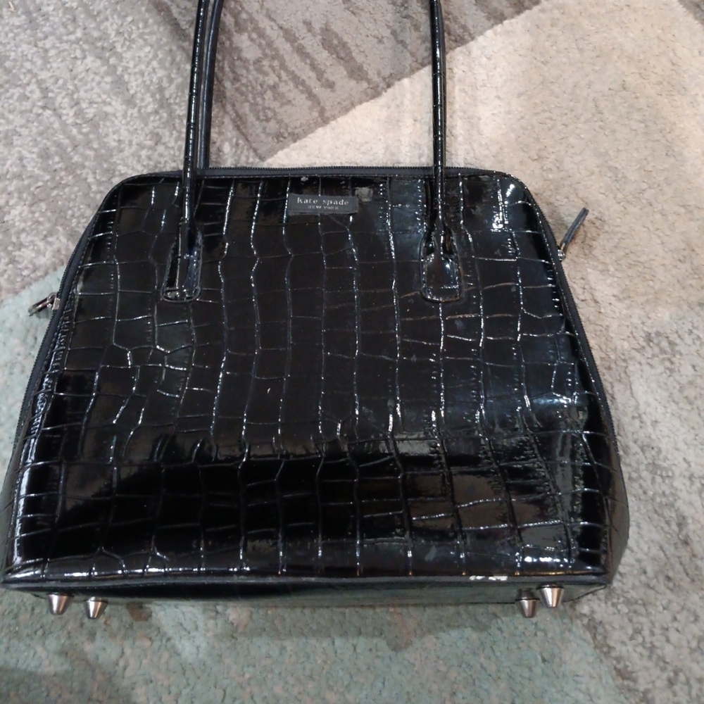 Kate Spade Black Croc-Embossed Satchel